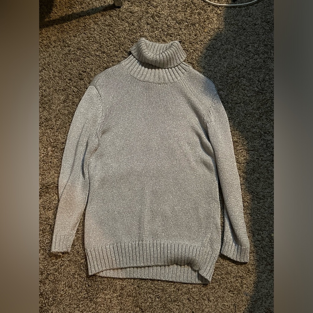 Lauren Ralph Lauren Sweater Women’s M Sliver Shimmer Knit Turtleneck